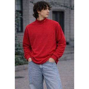 Vintage Nike T-Shirt Men's Medium Red Long Sleeve Mock Neck Y2K 2000's Grey Tag